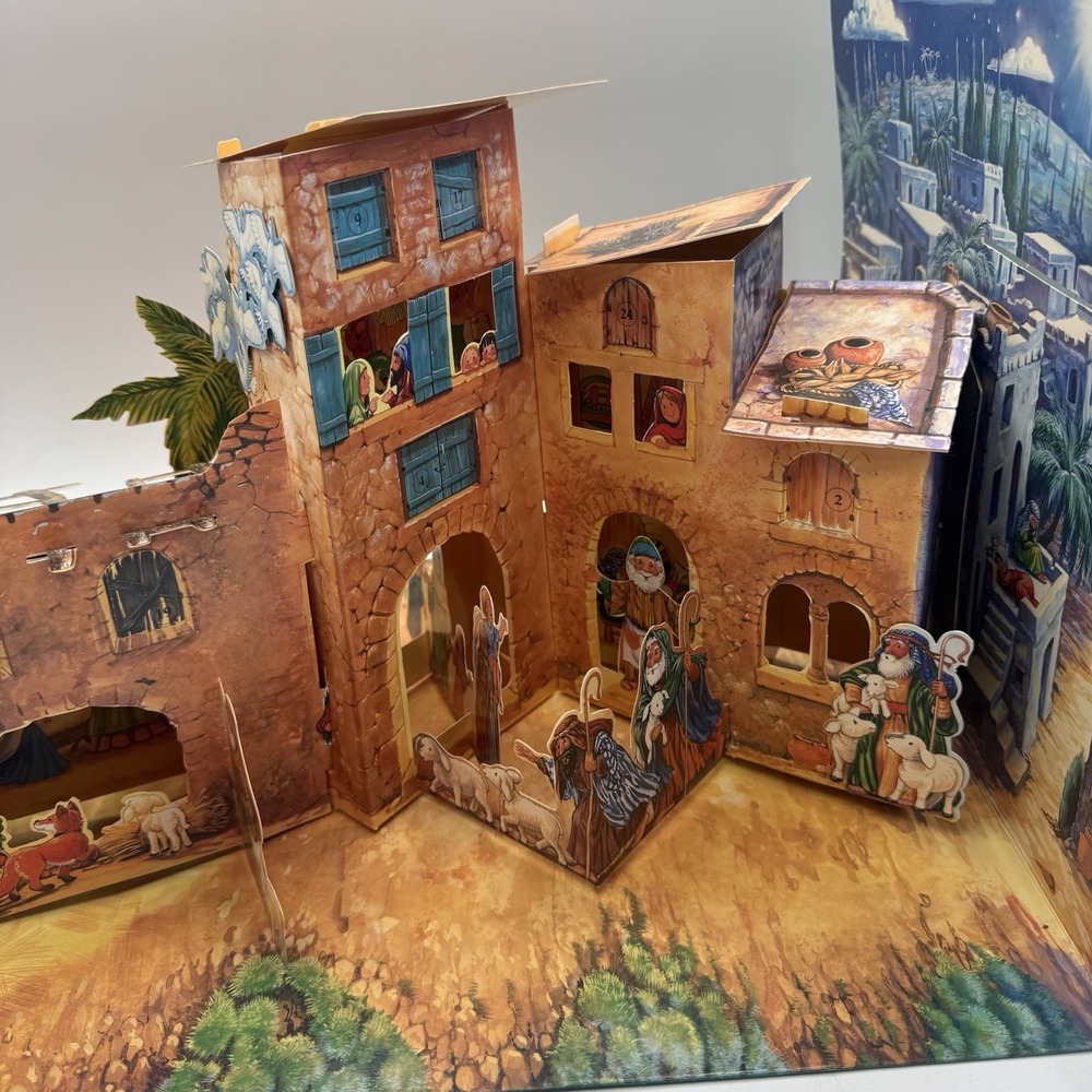 Standard Publishing Christmas In Bethlehem 3D Advent Calendar Vtg Full Color